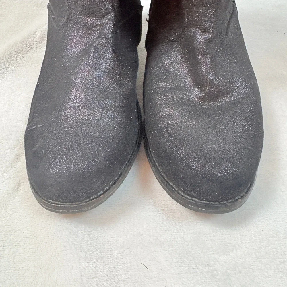 Hanna Andersson Glitter Tall Boots Kids Black Good Shimmer Biker Moto Buckle